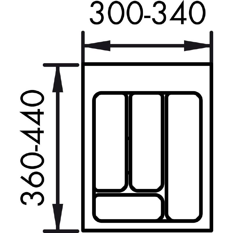 lijntekening bestekbak 40 cm