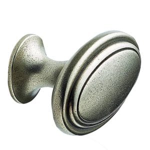 Knop Ovaal met rand 35 mm. zink oxyde