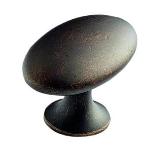 Oval knop donker antiek brons doorgehaald